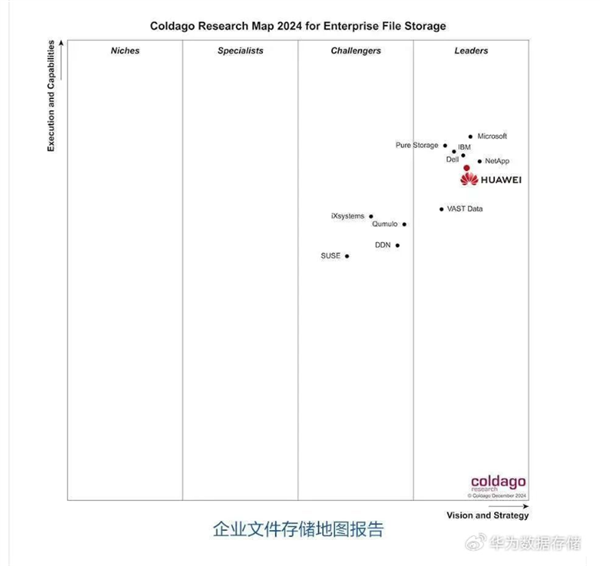华为存储荣登Coldago榜首,领跑全球文件与对象存储市场